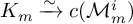 upper K Subscript m Baseline backslash xrightarrow tilde c left parenthesis script upper M Subscript m Superscript i Baseline right parenthesis