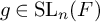 g element of backslash operatorname upper S upper L Subscript n Baseline left parenthesis upper F right parenthesis