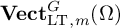 upper V e c t Subscript backslash operatorname upper L upper T comma m Superscript upper G Baseline left parenthesis upper Omega right parenthesis
