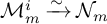 script upper M Subscript m Superscript i Baseline backslash xrightarrow tilde script upper N Subscript m