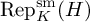 backslash operatorname upper R e p Subscript upper K Superscript backslash operatorname s m Baseline left parenthesis upper H right parenthesis