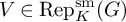 upper V element of backslash operatorname upper R e p Subscript upper K Superscript backslash operatorname s m Baseline left parenthesis upper G right parenthesis
