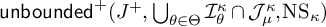 backslash operatorname u n b o u n d e d Superscript plus Baseline left parenthesis upper J Superscript plus Baseline comma backslash leftcup Underscript theta element of upper Theta Endscripts upper I Subscript theta Superscript kappa Baseline intersection upper J Subscript mu Superscript kappa Baseline comma upper N upper S Subscript kappa Baseline right parenthesis