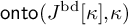 backslash operatorname o n t o left parenthesis upper J Superscript bd Baseline kappa comma kappa right parenthesis