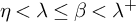 eta less than lamda less than or equals beta less than lamda Superscript plus
