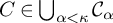 upper C element of backslash leftcup Underscript alpha less than kappa Endscripts upper C Subscript alpha