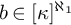 b element of kappa Superscript normal first transfinite cardinal 1