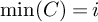 min left parenthesis upper C right parenthesis equals i