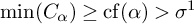 min left parenthesis upper C Subscript alpha Baseline right parenthesis greater than or equals backslash o p e r a t o r n a m e backslash c o d e x upper F o n t upper R o m a n c f left parenthesis alpha right parenthesis greater than sigma Superscript 1