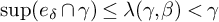 ModifyingBelow sup With bar e delta intersection gamma right parenthesis less than or equals lamda left parenthesis gamma comma beta right parenthesis less than gamma