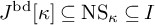 upper J Superscript bd Baseline kappa subset of or equal to backslash text upper N upper S Subscript kappa Baseline subset of or equal to upper I