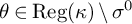 theta element of backslash operatorname upper R e g left parenthesis kappa right parenthesis divided by sigma Superscript 0