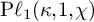 backslash operatorname upper P script l Subscript 1 Baseline left parenthesis kappa comma 1 comma chi right parenthesis