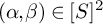 left parenthesis alpha comma beta right parenthesis element of upper S squared