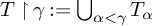 upper T up harpoon with barb right gamma colon equals backslash leftcup Underscript alpha less than gamma Endscripts upper T Subscript alpha Baseline
