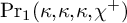 backslash operatorname probability Subscript 1 Baseline left parenthesis kappa comma kappa comma kappa comma chi Superscript plus Baseline right parenthesis