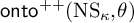 backslash operatorname o n t o Superscript plus plus Baseline left parenthesis backslash text upper N upper S Subscript kappa Baseline comma theta right parenthesis