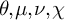 theta comma mu comma nu comma chi