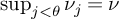 sup Underscript j less than theta Endscripts nu Subscript j Baseline equals nu