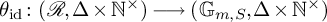 theta Subscript backslash operatorname i d Baseline colon left parenthesis script upper R comma upper Delta times upper N Superscript times Baseline right parenthesis long right arrow left parenthesis upper G Subscript m comma upper S Baseline comma upper Delta times upper N Superscript times Baseline right parenthesis