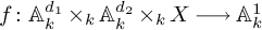 f colon upper A Subscript k Superscript d 1 Baseline times Subscript k Baseline upper A Subscript k Superscript d 2 Baseline times Subscript k Baseline upper X long right arrow upper A Subscript k Superscript 1