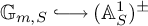 upper G Subscript m comma upper S Baseline right arrow with hook left parenthesis upper A Subscript upper S Superscript 1 Baseline right parenthesis Superscript plus or minus