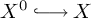 upper X Superscript 0 Baseline right arrow with hook upper X