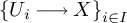 left brace upper U Subscript i Baseline long right arrow upper X right brace Subscript i element of upper I