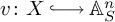 v colon upper X right arrow with hook upper A Subscript upper S Superscript n