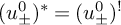 left parenthesis u Subscript plus or minus Superscript 0 Baseline right parenthesis Superscript asterisk Baseline equals left parenthesis u Subscript plus or minus Superscript 0 Baseline right parenthesis Superscript factorial