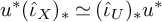 u Superscript asterisk Baseline left parenthesis ModifyingAbove iota Subscript upper X Baseline With caret right parenthesis Subscript asterisk Baseline asymptotically equals left parenthesis ModifyingAbove iota Subscript upper U Baseline With caret right parenthesis Subscript asterisk Baseline u Superscript asterisk
