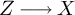upper Z long right arrow upper X