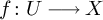 f colon upper U long right arrow upper X