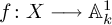 f colon upper X long right arrow upper A Subscript k Superscript 1