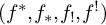 left parenthesis f Superscript asterisk Baseline comma f Subscript asterisk Baseline comma f Subscript factorial Baseline comma f Superscript factorial Baseline right parenthesis