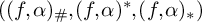 left parenthesis left parenthesis f comma alpha right parenthesis Subscript number sign Baseline comma left parenthesis f comma alpha right parenthesis Superscript asterisk Baseline comma left parenthesis f comma alpha right parenthesis Subscript asterisk Baseline right parenthesis
