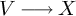 upper V long right arrow upper X