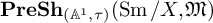 upper P r e upper S h Subscript left parenthesis upper A Sub Superscript 1 Subscript comma tau right parenthesis Baseline left parenthesis backslash operatorname upper S m divided by upper X comma German upper M right parenthesis