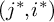 left parenthesis j Superscript asterisk Baseline comma i Superscript asterisk Baseline right parenthesis