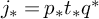 j Subscript asterisk Baseline equals p Subscript asterisk Baseline t Subscript asterisk Baseline q Superscript asterisk