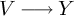 upper V long right arrow upper Y