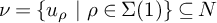 nu equals StartSet u Subscript rho Baseline backslash space vertical bar backslash space rho element of upper Sigma left parenthesis 1 right parenthesis EndSet subset of or equal to upper N