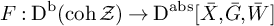upper F colon backslash operatorname upper D Superscript backslash operatorname b Baseline left parenthesis backslash operatorname c o h script upper Z right parenthesis right arrow backslash operatorname upper D Superscript backslash operatorname a b s Baseline upper X overbar comma upper G overbar comma upper W overbar