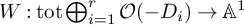 upper W colon backslash operatorname t o t backslash leftoplus Underscript i equals 1 Overscript r Endscripts backslash operatorname script upper O left parenthesis minus upper D Subscript i Baseline right parenthesis right arrow upper A Superscript 1