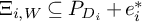 upper Xi Subscript i comma upper W Baseline subset of or equal to upper P Subscript upper D Sub Subscript i Baseline plus e Subscript i Superscript asterisk