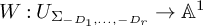 upper W colon upper U Subscript upper Sigma Sub Subscript minus upper D 1 comma midline horizontal ellipsis comma minus upper D Sub Sub Subscript r Sub Subscript Subscript Baseline right arrow upper A Superscript 1