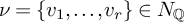 nu equals StartSet v 1 comma midline horizontal ellipsis comma v Subscript r Baseline EndSet element of upper N Subscript double struck upper Q