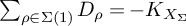 sigma summation Underscript rho element of upper Sigma left parenthesis 1 right parenthesis Endscripts upper D Subscript rho Baseline equals minus upper K Subscript upper X Sub Subscript upper Sigma