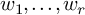 w 1 comma midline horizontal ellipsis comma w Subscript r Baseline