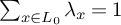 sigma summation Underscript x element of upper L 0 Endscripts lamda Subscript x Baseline equals 1